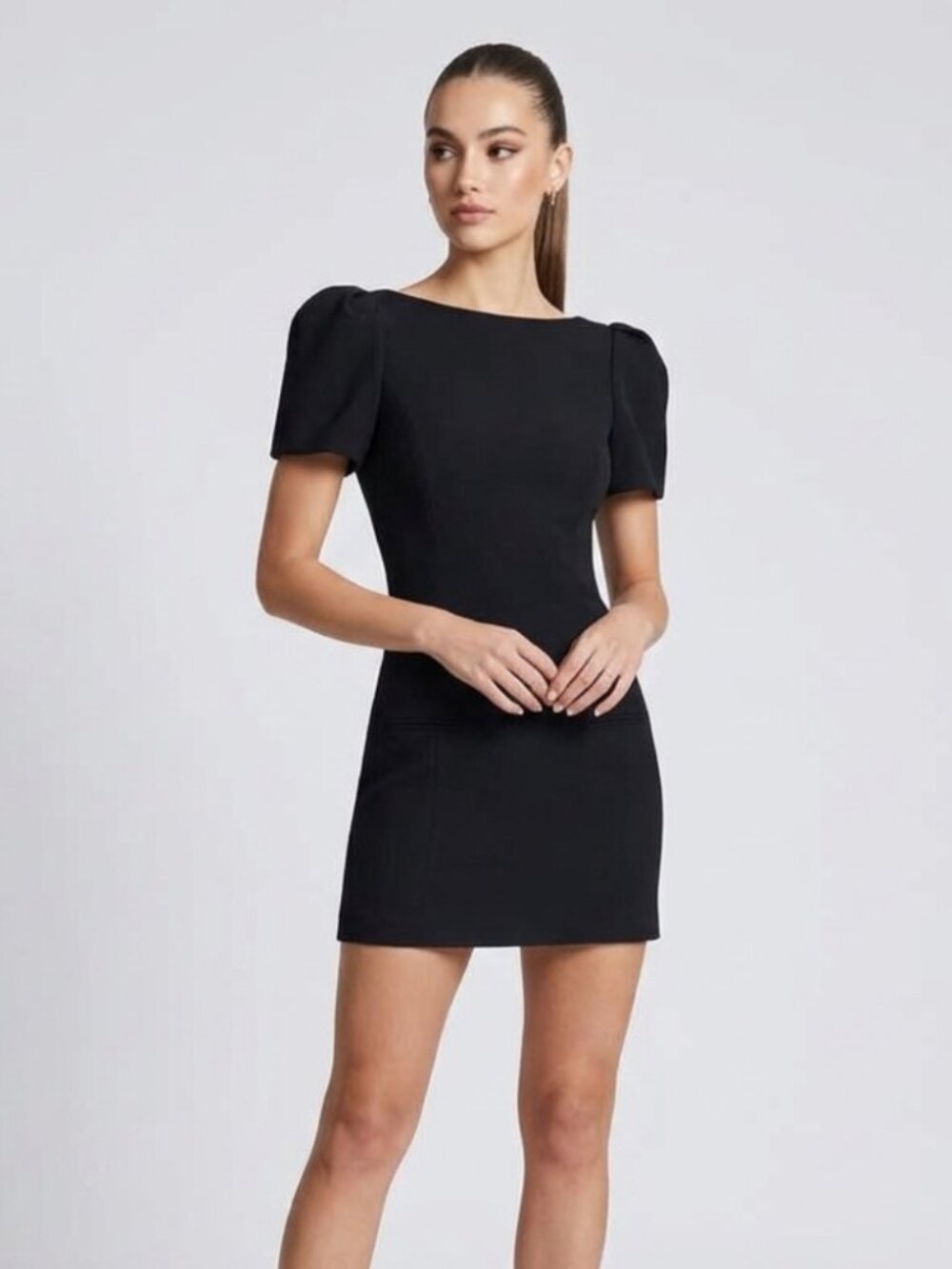 NWT Zara Woman Black Puff Sleeve Mini Pocket Dress romper LBD Party Size S
